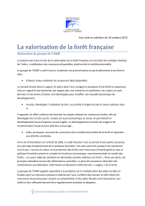 La valorisation de la forêt française Déclaration du groupe de l’UNAF