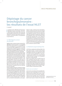 I Dépistage du cancer bronchopulmonaire : les résultats de l’essai NLST