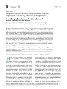 Prognosis of HPV-positive head and neck cancers: Anae¨lle Duray , Daniel Lacremans