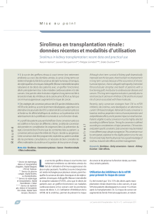 Sirolimus en transplantation rénale : données récentes et modalités d’utilisation  »
