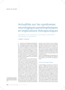 L Actualités sur les syndromes neurologiques paranéoplasiques et implications thérapeutiques