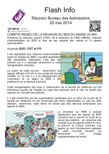 Flash Info Réunion Bureau des Admissions 20 mai 201 4