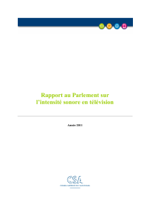 Rapport au Parlement sur l’intensité sonore en télévision Année 2011