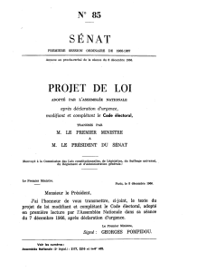 PROJET DE LOI SENAT N° 85