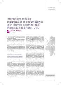 Interactions médico- chirurgicales et pneumologie : la 8 Journée de pathologie