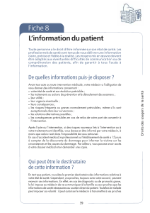 L’information du patient Fiche 8