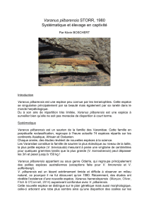 Varanus pilbarensis Systématique et élevage en captivité