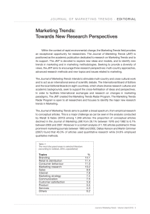 Marketing Trends: Towards New Research Perspectives