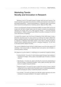 Marketing Trends: Novelty and Innovation in Research