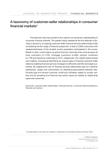 A taxonomy of customer-seller relationships in consumer financial markets*
