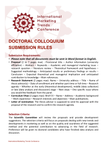 DOCTORAL COLLOQUIUM SUBMISSION RULES Submission Requirements: •