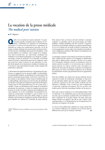 La vocation de la presse médicale É The medical press’ mission