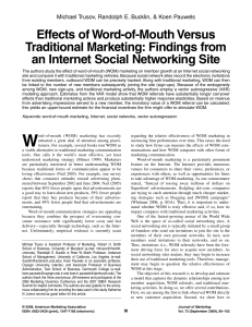 Effects of Word-of-Mouth Versus Traditional Marketing: Findings from