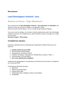 Lead Développeur Android / Java   Homme ou Femme - Dispo Maintenant Recrutement 