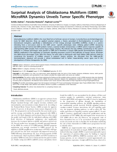 Surprisal Analysis of Glioblastoma Multiform (GBM) Sohila Zadran , Francoise Remacle