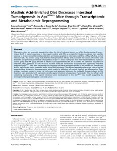 Maslinic Acid-Enriched Diet Decreases Intestinal Tumorigenesis in Apc Mice through Transcriptomic