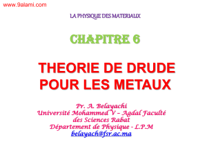 THEORIE DE DRUDE POUR LES METAUX Chapitre 6