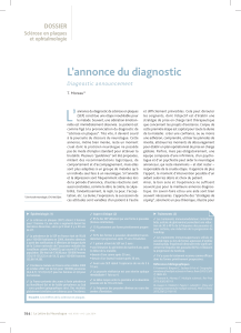 L’ L’annonce du diagnostic DOssIeR Diagnostic announcement