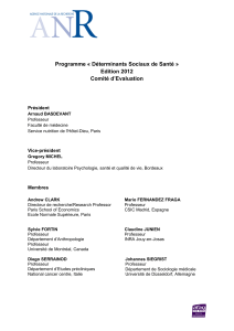 Programme « Déterminants Sociaux de Santé » Edition 2012 Comité d’Evaluation