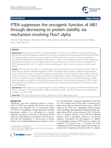 PTEN suppresses the oncogenic function of AIB1 mechanism involving Fbw7 alpha