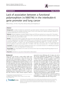 Lack of association between a functional polymorphism (rs1800796) in the interleukin-6