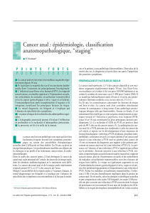 Cancer anal : épidémiologie, classification anatomopathologique, “staging”