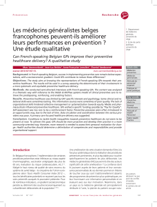 Les médecins généralistes belges francophones peuvent-ils améliorer leurs performances en prévention ?