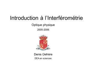 Introduction à l’Interférométrie Optique physique Denis Defrère 2005-2006