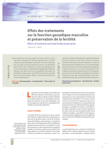 Effets✓des✓traitements✓ sur✓la✓fonction✓gonadique✓masculine✓ et✓préservation✓de✓la✓fertilité Effects of treatments and male fertility preservation