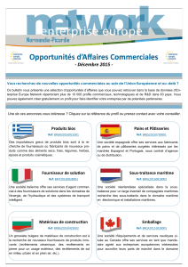 Opportunités d’Affaires Commerciales  Normandie-Picardie - Décembre 2015 -