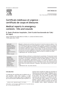 Certificats médicaux et urgence - certificats de coups et blessures