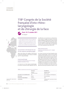 118 Congrès de la Société française d’oto-rhino- laryngologie
