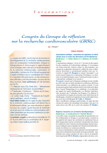 Congrès du Groupe de réflexion sur la recherche cardiovasculaire (GRRC) I