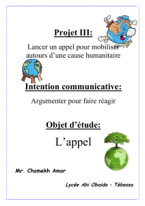 Projet III: Intention communicative: Objet d’étude: