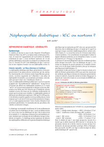 Néphropathie diabétique : EC ou sartans ? I T