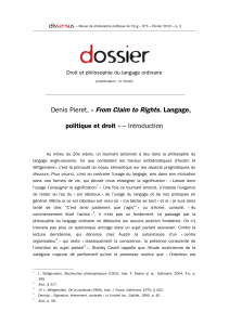 From Claim to Rights Denis Pieret, « . Langage, politique et droit