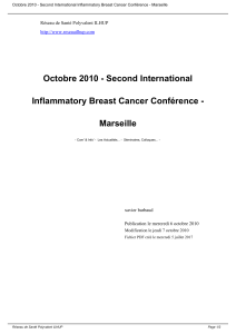 Octobre 2010 - Second International Inflammatory Breast Cancer Conférence - Marseille