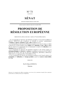 S É N A T PROPOSITION DE RÉSOLUTION EUROPÉENNE N° 73