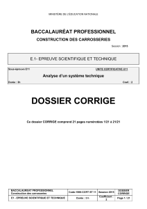 DOSSIER CORRIGE  BACCALAURÉAT PROFESSIONNEL E.1- EPREUVE SCIENTIFIQUE ET TECHNIQUE