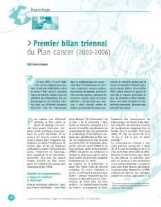 &gt; Premier bilan triennal du Plan cancer (2003-2006)