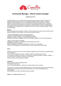 Community Manager – Brand content manager  Septembre 2016