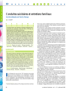 Conduites suicidaires et entretiens familiaux D Suicide attempts and family therapy