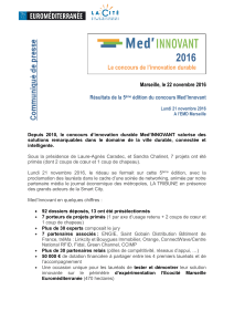 2016 Le concours de l’innovation durable Marseille, le 22 novembre 2016