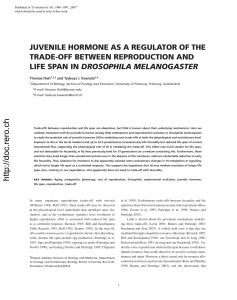 JUVENILE HORMONE AS A REGULATOR OF THE TRADE-OFF BETWEEN REPRODUCTION AND