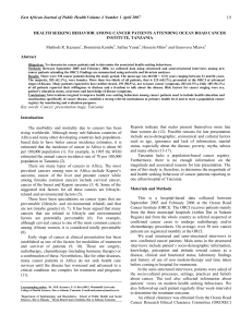 19 East African Journal of Public Health Volume 4 Number 1...  Methods R. Kazaura