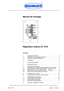 Manuel de montage Régulateur solaire LR 1218