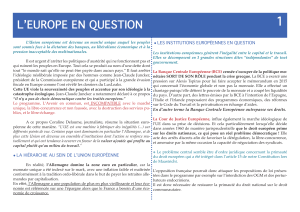 1 L’EUROPE EN QUESTION LES INSTITUTIONS EUROPÉENNES EN QUESTION