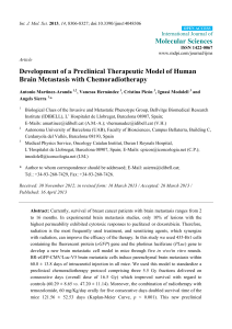 Molecular Sciences Development of a Preclinical Therapeutic Model of Human