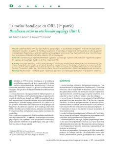 La toxine botulique en ORL (1 partie) D