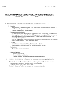 TRAVAUX PRATIQUES DE PREPARATION (+ PHYSIQUE) :